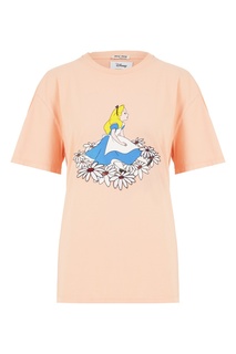 Оранжевая футболка с принтом Miu Miu