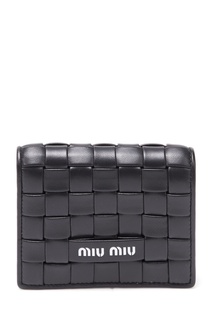Черный кошелек из плетеной кожи наппа Miu Miu