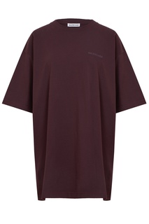 Бордовая футболка из хлопка Balenciaga