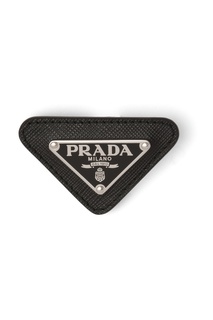 Кожаная брошь с логотипом Prada