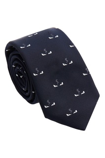 Синий шелковый галстук с узором Fendi