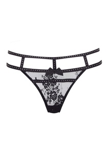 Черные кружевные трусы стринги со стразами Davinah Agent Provocateur