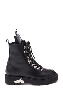 Черные кожаные ботинки на шнуровке Off White