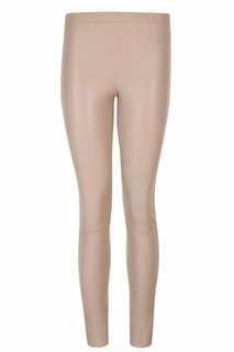 Кожаные брюки-скинни бежевого цвета MAX & MOI
