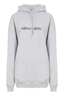 Серое худи с черным принтом Balenciaga