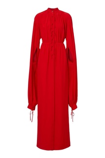 Красное шелковое платье с удлиненными рукавами Burberry