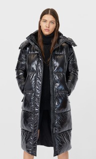 Stradivarius Блестящий Пуховик Женская Коллекция Черный Xs