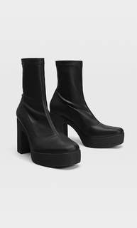 Stradivarius Эластичные Ботинки Челси На Платформе Женская Коллекция Черный 35