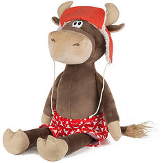 Мягкая игрушка Maxitoys Luxury Бычок Федот в шапке-ушанке и трусах, 23 см