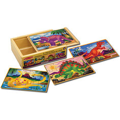 Набор деревянных пазлы Melissa & Doug "Динозавры", 4 шт