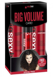 Sexy Hair, Набор Шампунь для объема + Кондиционер для объема + Спрей для создания объема, 300/300/50 мл
