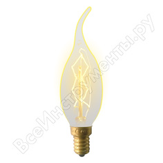 Лампа накаливания uniel il-v-cw35-60/golden/e14 zw01 vintage, свеча на ветру ul-00000483