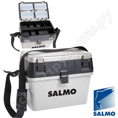 Пластмассовый рыболовный зимний ящик salmo 2-х ярусный из 2-х частей, 38x24.5x29 см, серый 2070