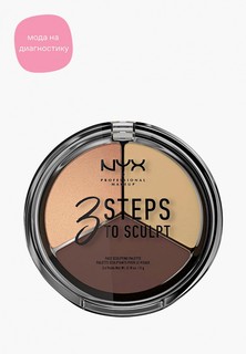 Палетка для лица Nyx Professional Makeup 3 Steps To Sculpt Face Sculpting Palette для скульптурирования, оттенок 03, Medium, 15 г