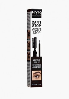 Тинт для бровей Nyx Professional Makeup Cant Stop Wont Stop Longwear Brow Ink Kit, оттенок, Black, 8 мл