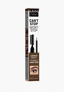 Тинт для бровей Nyx Professional Makeup Cant Stop Wont Stop Longwear Brow Ink Kit, оттенок, Ash Brown, 8 мл