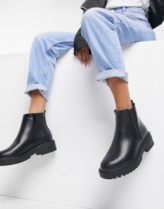 Черные лаконичные ботинки-челси на толстой подошве New Look-Черный