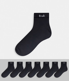 Набор из семи пар черных классических носков с логотипом "fcuk" French Connection-Черный