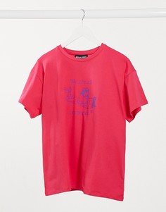 Футболка свободного кроя с принтом connected New Girl Order-Розовый