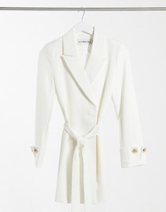 Белое платье-пиджак с завязками на талии Ivyrevel-Белый