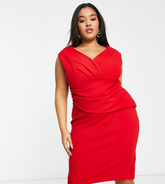 Красное облегающее платье миди Goddiva Plus-Красный