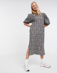 Платье миди с пышными рукавами с цветочным принтом Vero Moda-Мульти
