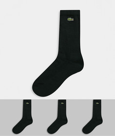 Комплект из трех пар черных носков Lacoste-Черный цвет