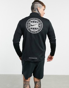 Черный топ с короткой молнией Nike Running Wild Run pacer-Черный цвет