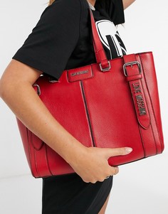 Красная сумка-тоут с декоративными ремешками с пряжками Love Moschino-Красный