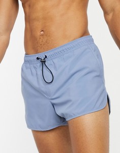 Голубые шорты для плавания в стиле беговых шортов ASOS DESIGN-Синий