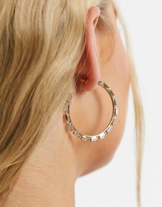 Золотистые серьги-кольца со стразами Accessorize-Золотой