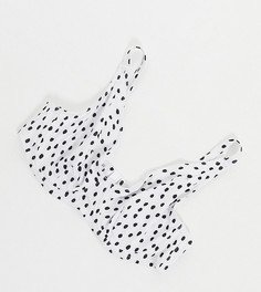 Бикини-топ на косточках со сборками и принтом в горошек от комплекта Peek & Beau Curve Exclusive-Мульти