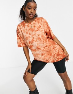 Oversized-футболка с принтом тай-дай и логотипом Missguided-Оранжевый