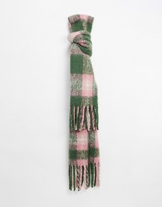 Oversized-шарф с начесом в зеленую и розовую клетку Vero Moda-Мульти