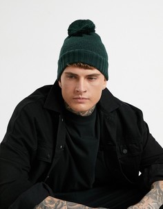 Шапка-бини цвета хаки с помпоном ASOS DESIGN-Зеленый