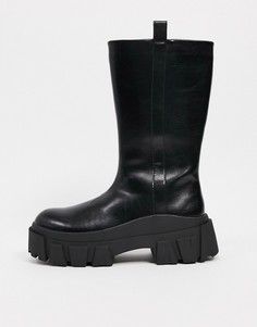 Черные ботинки челси из искусственной кожи без застежки на массивной подошве ASOS DESIGN-Черный