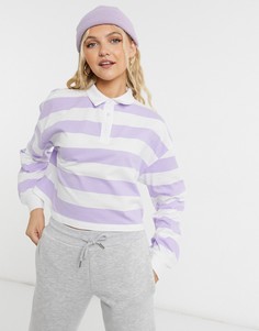 Рубашка-поло в крупную полоску сиреневого цвета ASOS DESIGN-Фиолетовый