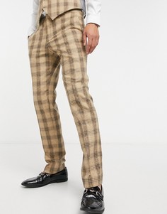 Светло-коричневые узкие брюки в клетку Shelby & Sons-Коричневый