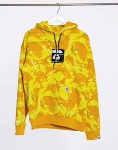 Худи желтого цвета с камуфляжным принтом и логотипом AAPE By A Bathing Ape-Желтый