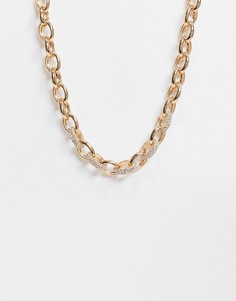 Золотистое массивное ожерелье-цепочка со стразами Accessorize-Золотой