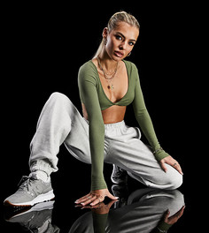 Серые меланжевые oversized-джоггеры с вышивкой в виде котиков AS YOU-Серый