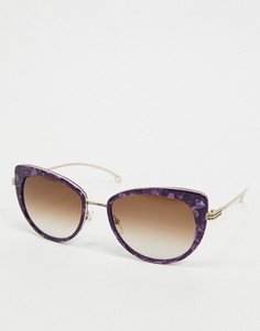 Круглые солнцезащитные очки в черепаховой оправе Etro-Коричневый