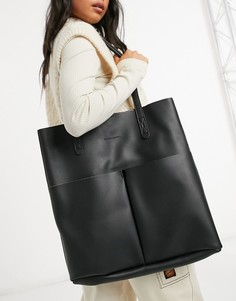 Черная сумка-тоут без подкладки с двумя карманами и съемным кошельком Claudia Canova-Черный