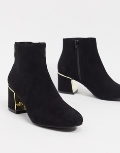 Черные ботинки на блочном каблуке с золотой отделкой Lipsy-Черный