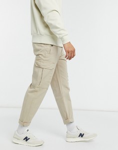 Светло-бежевые облегающие брюки карго Topman-Neutral