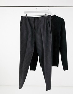 Темно-серые брюки узкого кроя в полоску Shelby & Sons-Серый