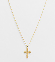 Цепочка с крестом из позолоченного стерлингового серебра Reclaimed Vintage Inspired-Золотой