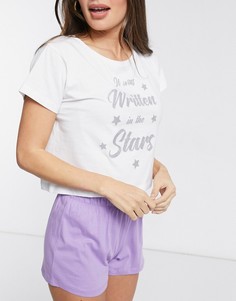 Сиреневая пижама с футболкой и шортами Brave Soul-Фиолетовый