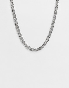 Серебристое ожерелье с плоскими звеньями Topman-Серебряный