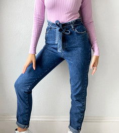 Синие джинсы с присборенной талией New Look Tall-Синий